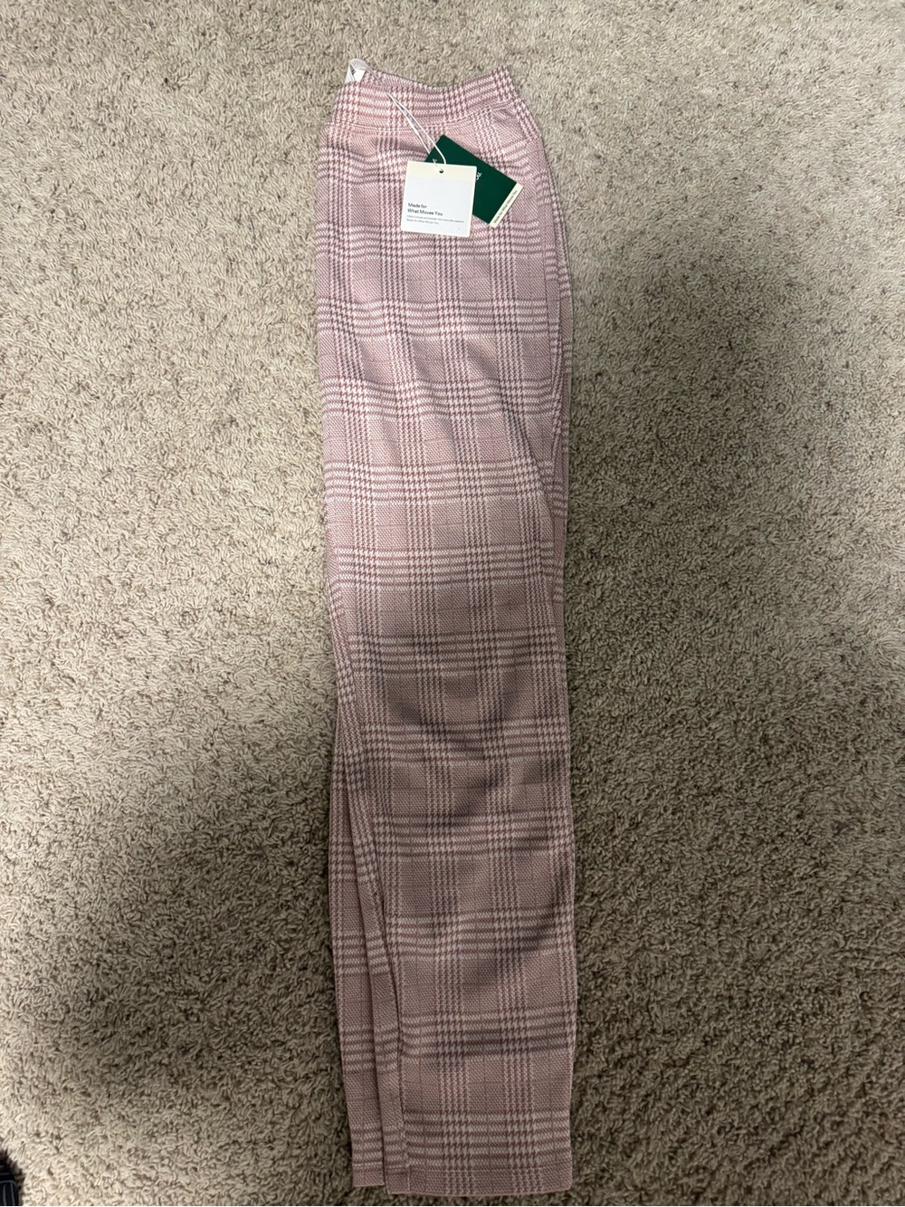High-Waist Pink Plaid Halara Flex™  Tummy Control